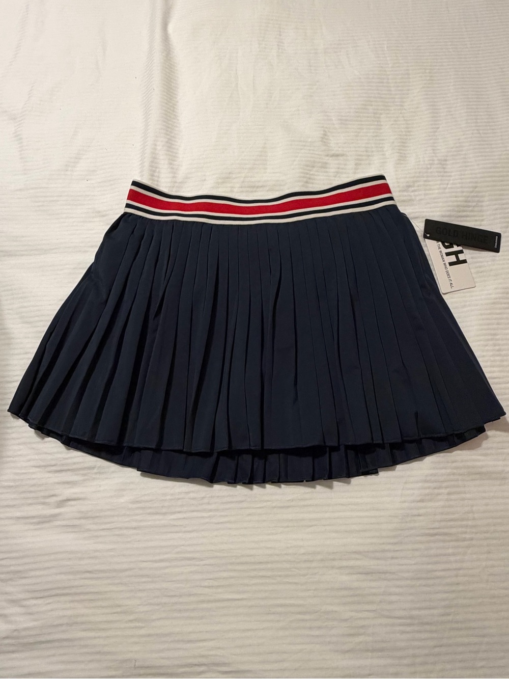 NWT Gold Hinge Navy Stripe Tennis Skirt w/ Built in Shorts - Size Large